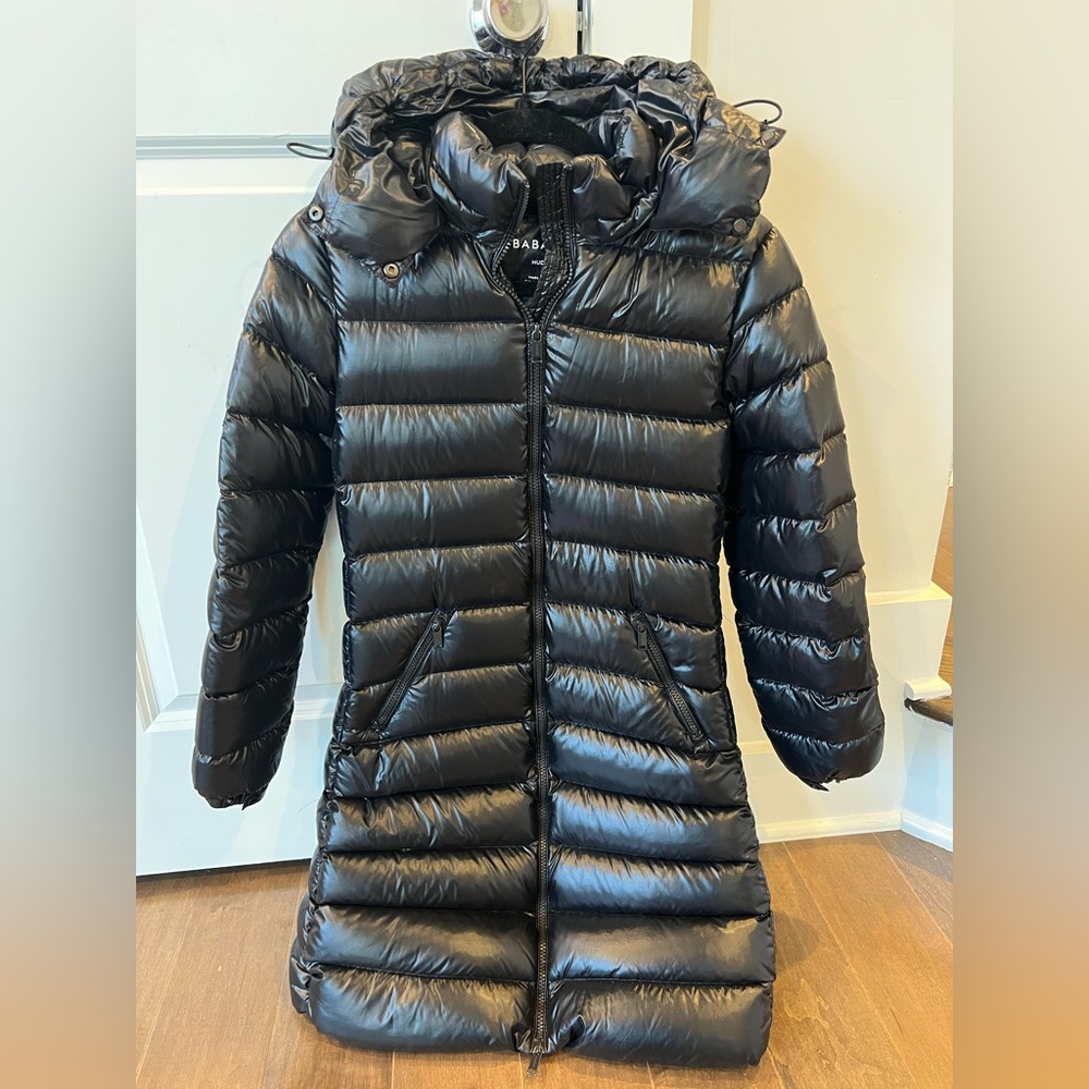Babaton Hudson shiny black puffer coat